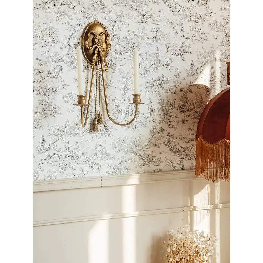 Vagabond Vintage - Vente Bougeoirs - Applique murale vintage porte-bougies finition dorée1