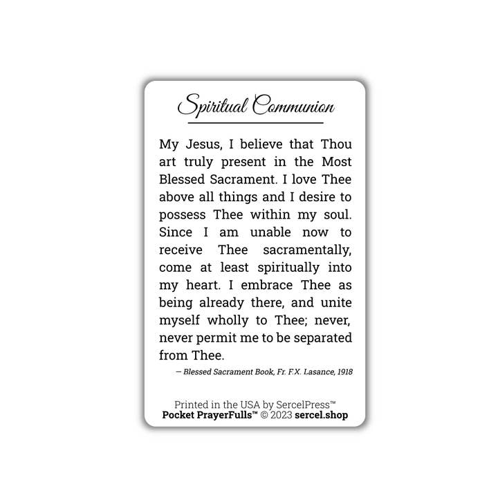 SercelPress - Wholesale Religious Card - Spiritual Communion: Pocket PrayerFullsâ„¢ | Durable Wallet Prayer Cards | Catholic Prayers