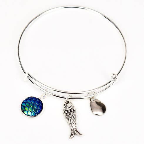 White Button W/ Angel Bracelet for wholesale by Eye Catching Jewelry