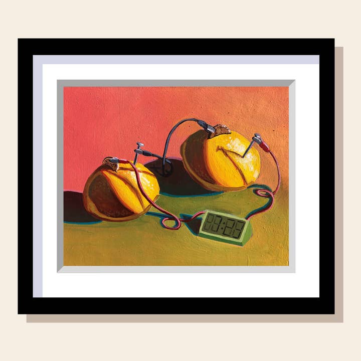 Lemon Battery Art Print for wholesale by Painting With James