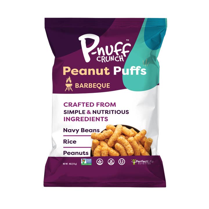 Pnuff Crunch - Wholesale Puffed Snack - Pnuff Crunch Baked Peanut Puff Snacks Barbeque 6 x 4oz