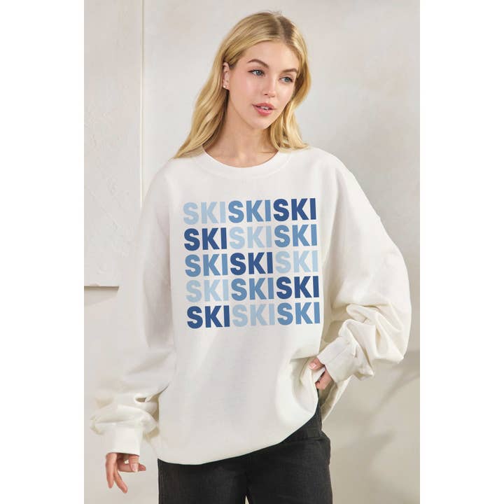 Sweatshirt Gráfico Oversized SKI SKI SKI por atacado de BLUME & CO.
