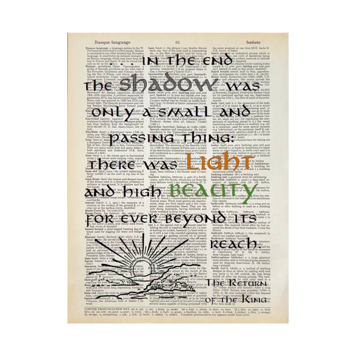 In the end, the shadow | Dictionary Print | Vintage Book Art for wholesale by Bookish Birds