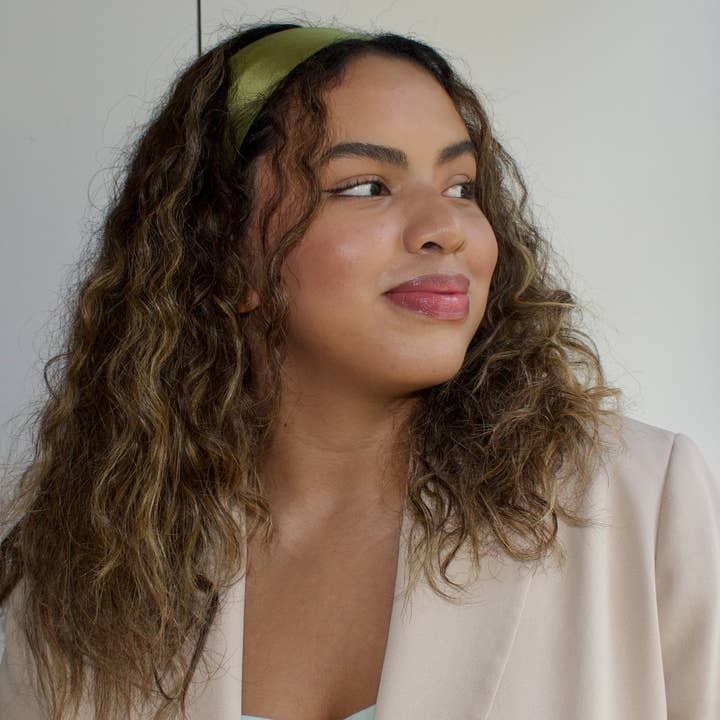 SYLKI – wholesale Fashion headband – women's – Silk Headband - Green - Wide1