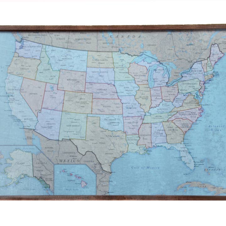 Driftless Studios - Wholesale Map - 24x16 Colored Antique Magnetic USA Map - SM011