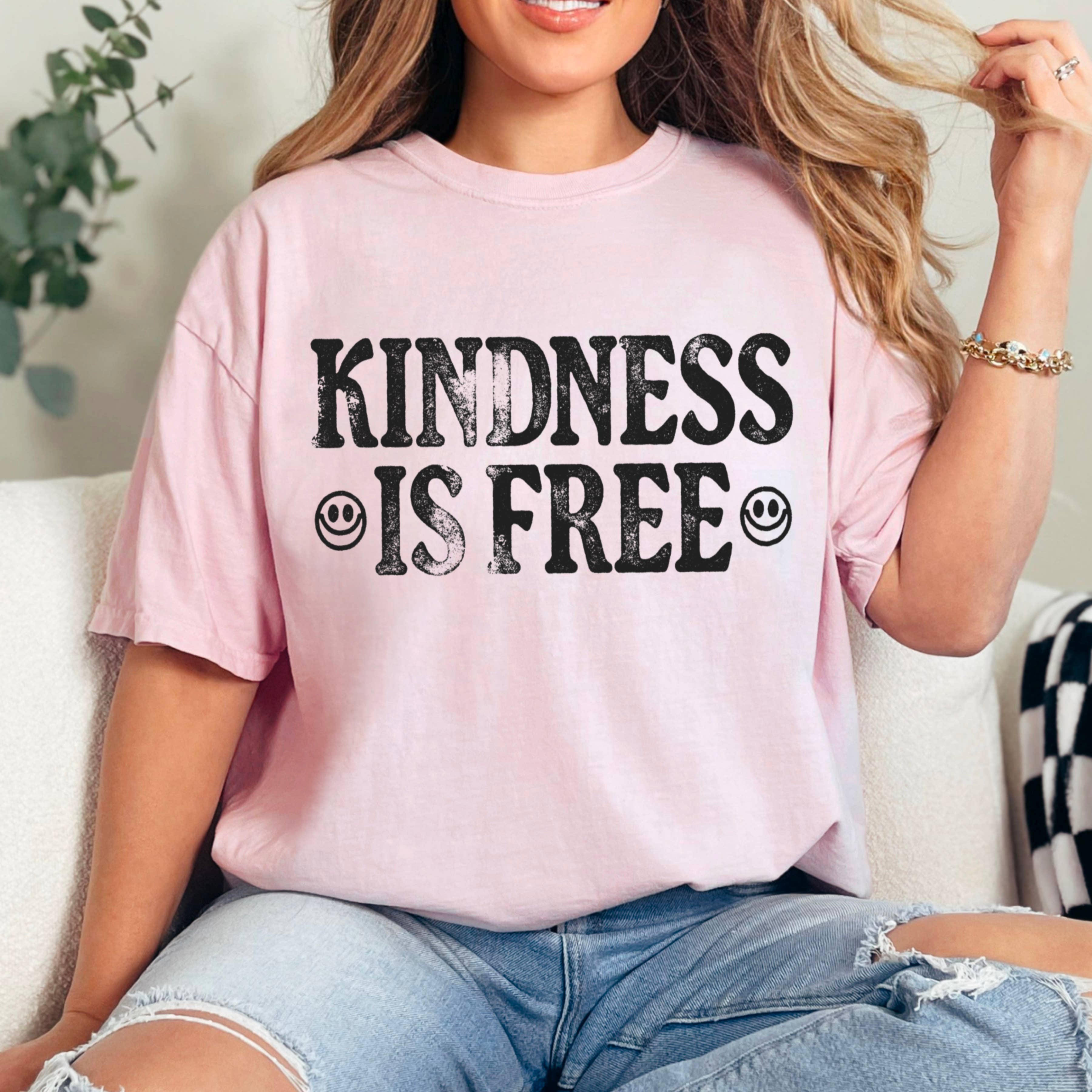 Shoppe SHC - Wholesale Screen Printed T-Shirt - Women's - Kindness Is Free Comfort Color Screen Print Graphic Tee2