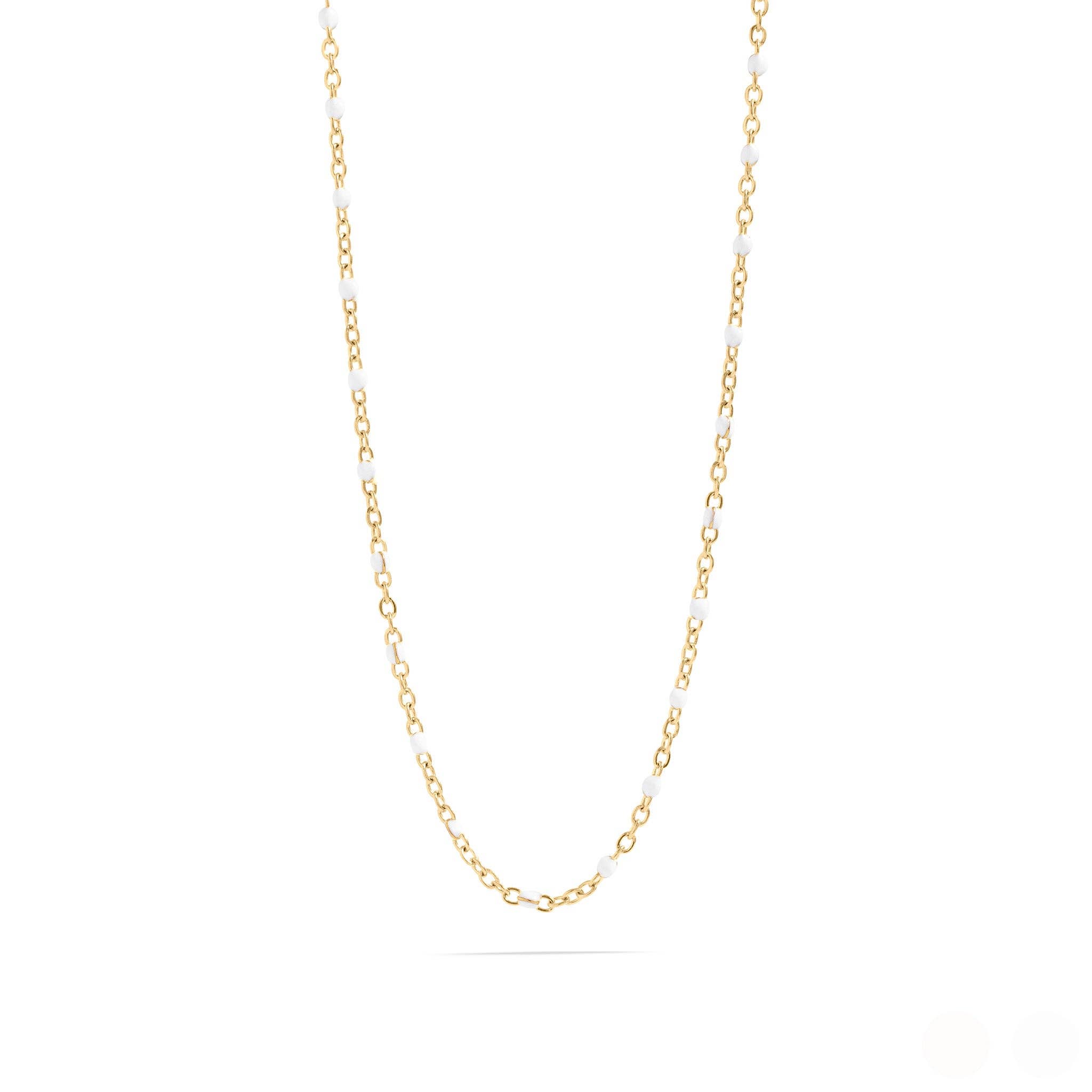 WJW - Wholesale Link & Chain Necklace - 18K Gold PVD Stainless Steel White Confetti Chain Necklace2