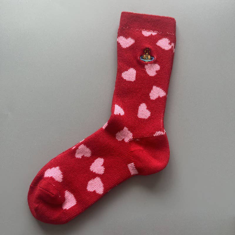 Tourtiwi - Wholesale Socks - Women's - Red Snowflake & Geometric Patterns Christmas Crew Socks24