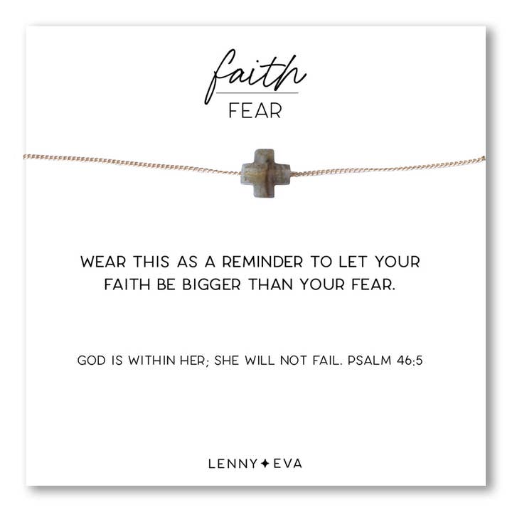 Faith Over Fear Cross Necklace-Labradorite for wholesale by Lenny & Eva
