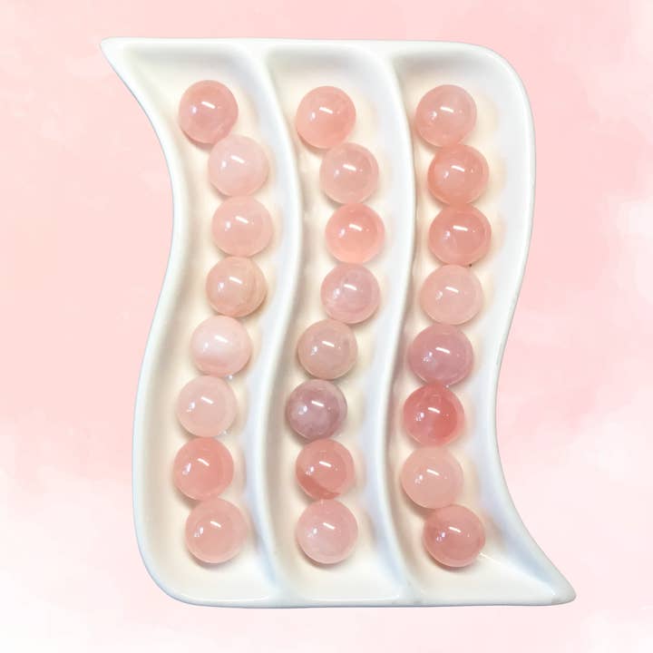 Essential Wellness - Body, Mind, Spirit - Wholesale Spiritual stone/crystal - ROSE QUARTZ 20mm Gemstone Spheres - Info Card Available