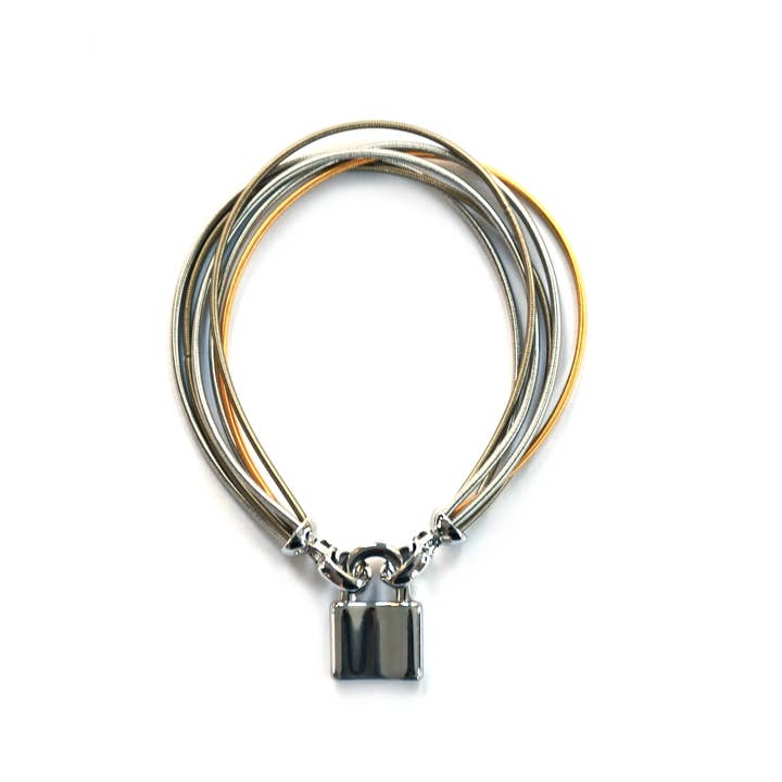 Sea Lily - Wholesale Charm/Dangle Bracelet - Multi-Silver,Gold,Bronze Wire Bracelet With Lock - L31K-BR0