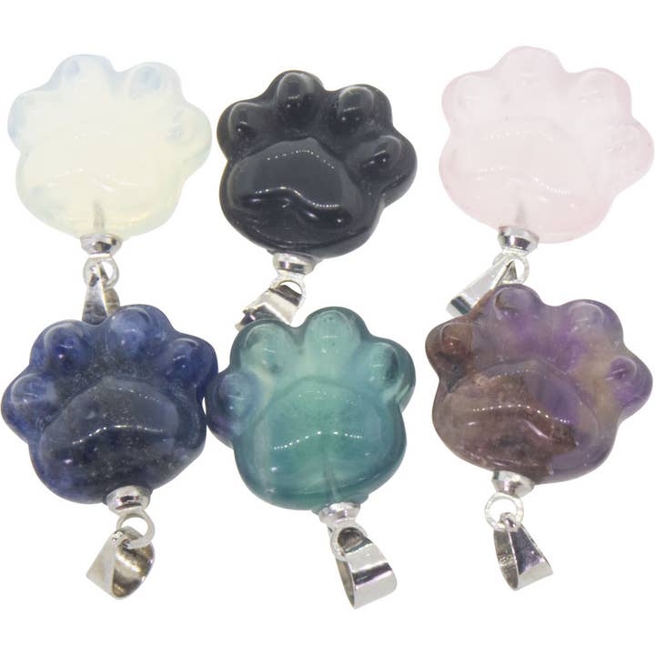 Kheops International - Wholesale Individual Charm/Pendant - Gemstone Pendant - Cat Paw Asst'd (Pack of 6)