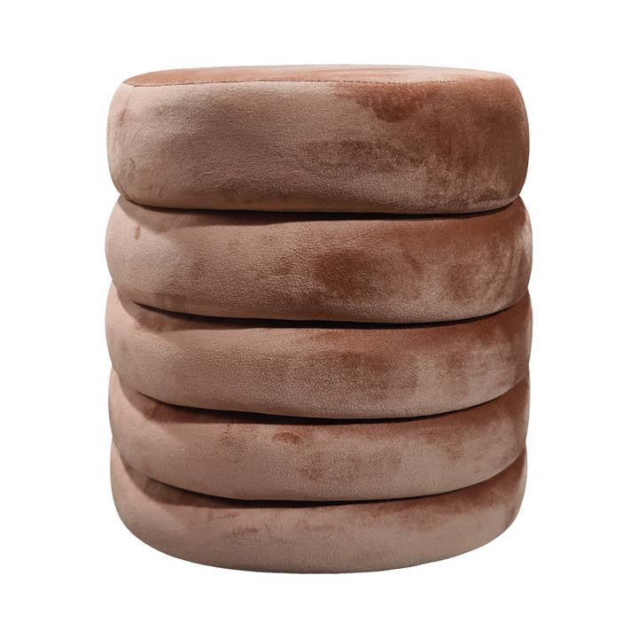 Opjet Paris - Wholesale Stool - Noé velvet storage stool terracotta D36 H37cm