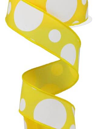 1.5"X10YD GIANT THREE SIZE DOT - YELLOW AND WHITE - RGB114729 for wholesale by General Wholesale Inc