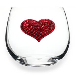 Figural Gnome Heart Stemless Wine Glass