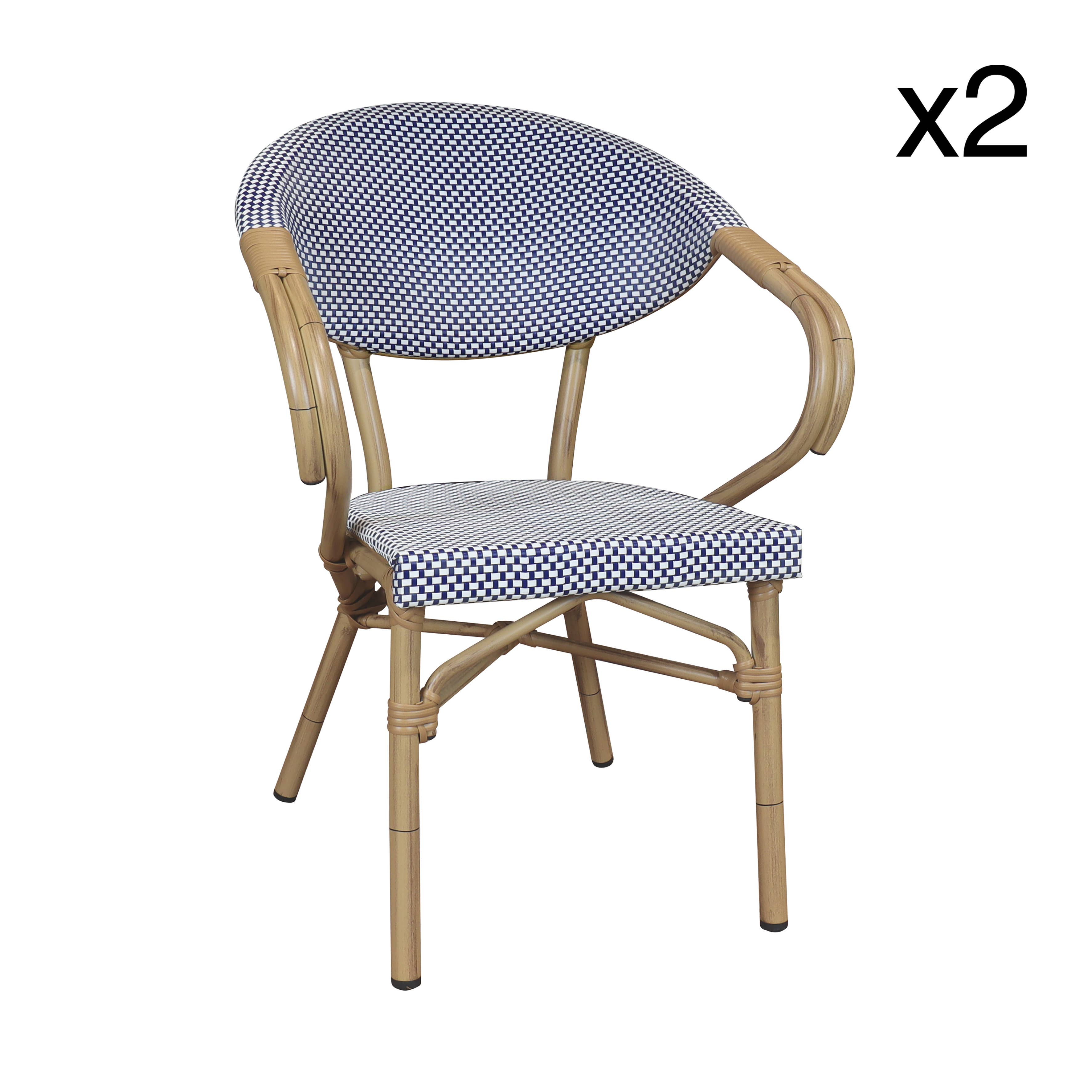 Now's Home - Wholesale Chair - Set of 2 Amalfi rattan-look blue textilene table chairs0