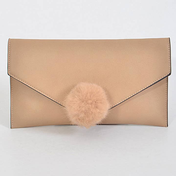 Faux Fur Ball Kuvert Inspirerad Clutch för wholesale av 3AM BY H&D ACCESSORIES