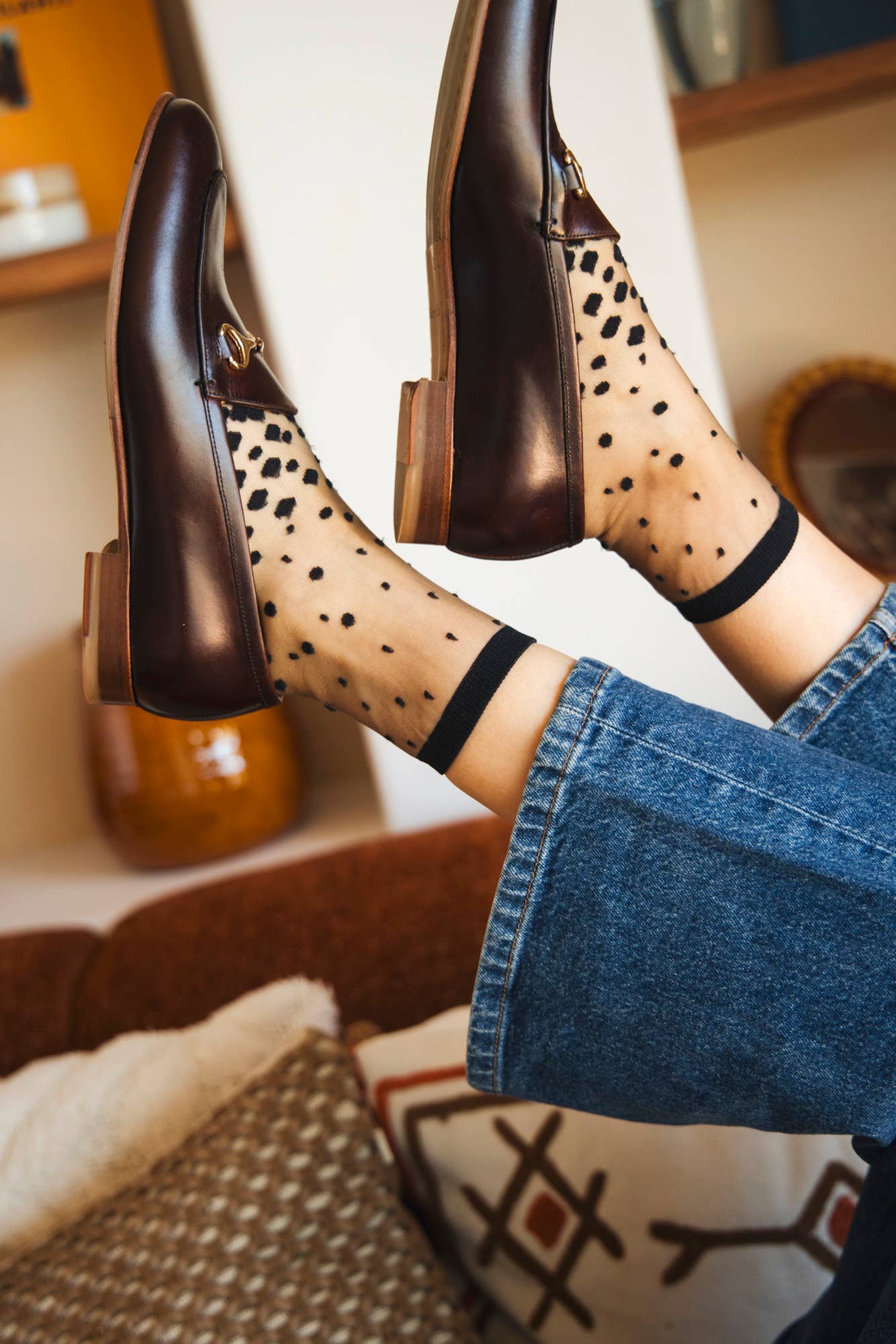 Atelier St Eustache - Wholesale Socks - Women's - NAKAMEGURO BLACK • Women's transparent plumetis socks5