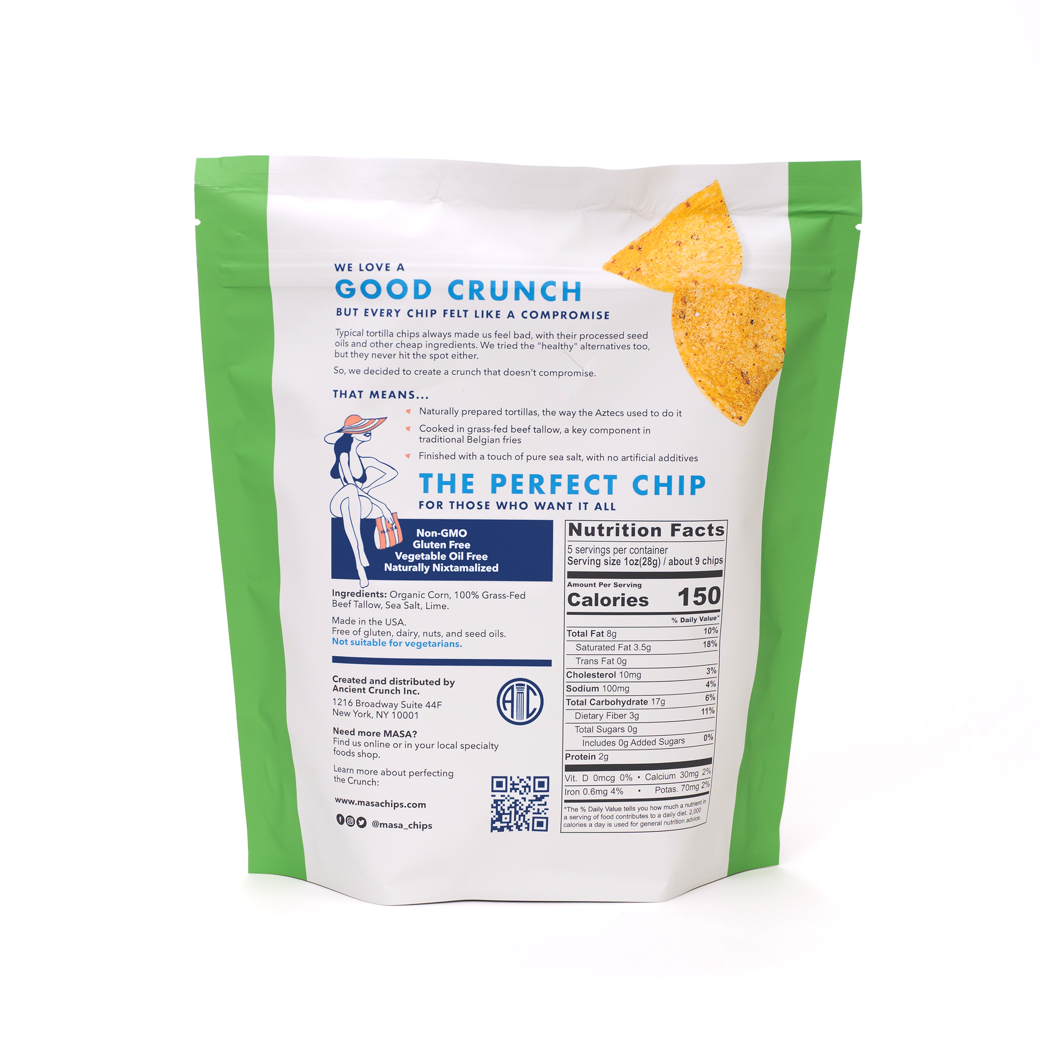 Ancient Crunch - Wholesale Chips - MASA Chips, Lime, 5oz Bag Case2