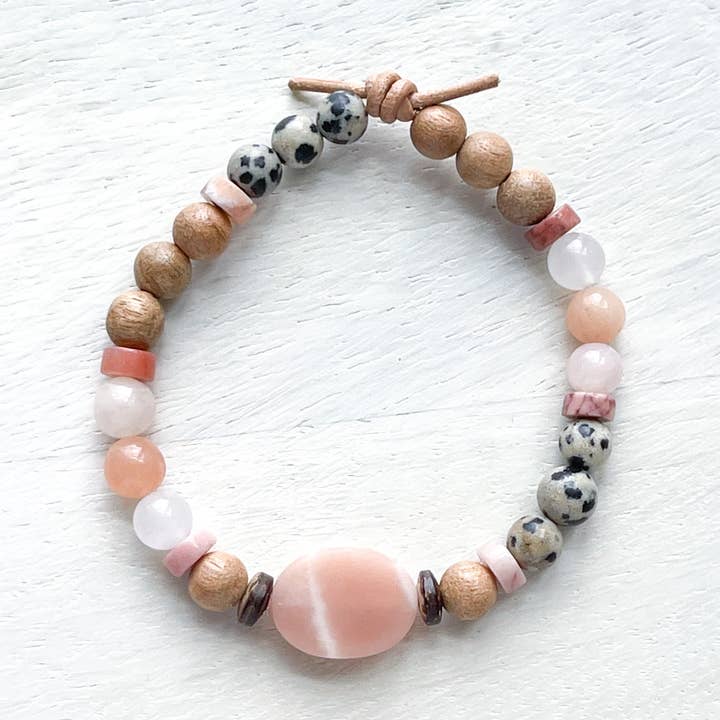 Pink Moonstone Mini Diffuser Bracelet for wholesale by Hello Heather