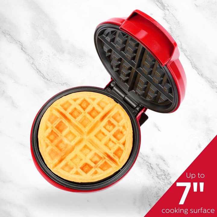 7" BELGIAN WAFFLE MAKER RED STAINLESS STEEL for wholesale on Faire1