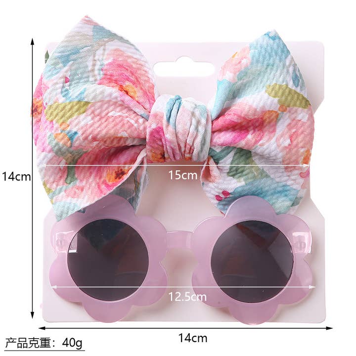 Little Trendy - Wholesale Sunglasses - Kids - Baby Girl Sunglasses and floral Headband 2pcs Set7