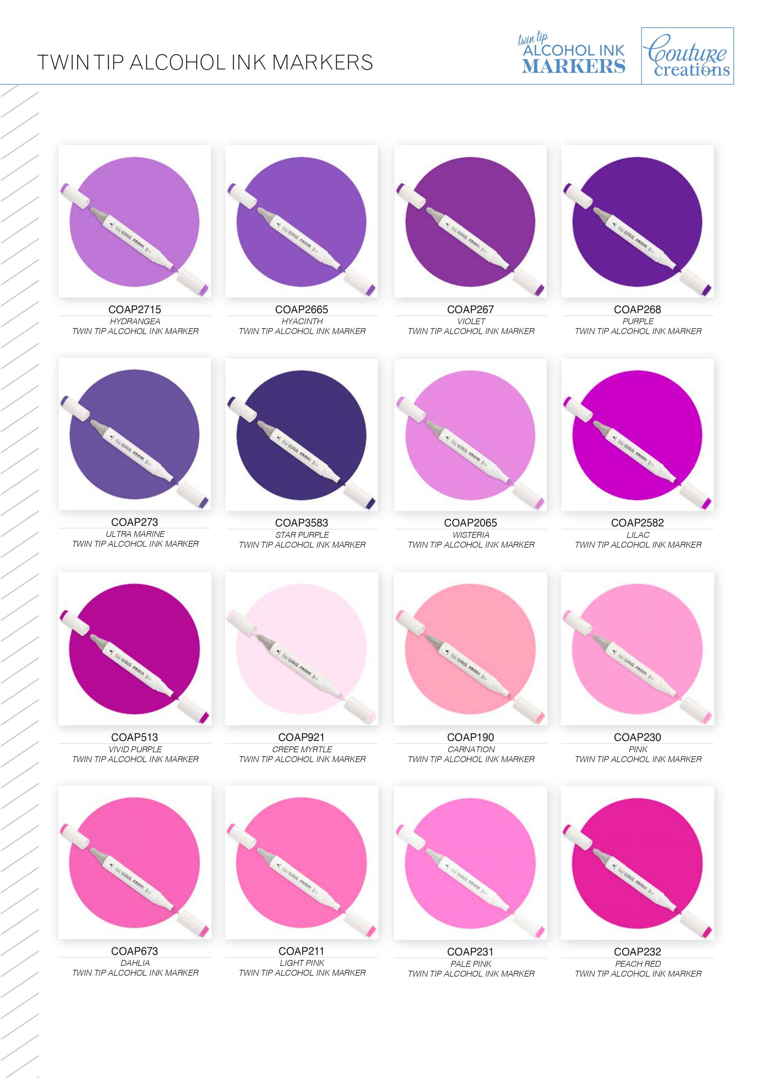 Ecstasy Crafts Distributing – wholesale Marker – Twin Tip Alcohol Ink Marker - Purples & Pinks29