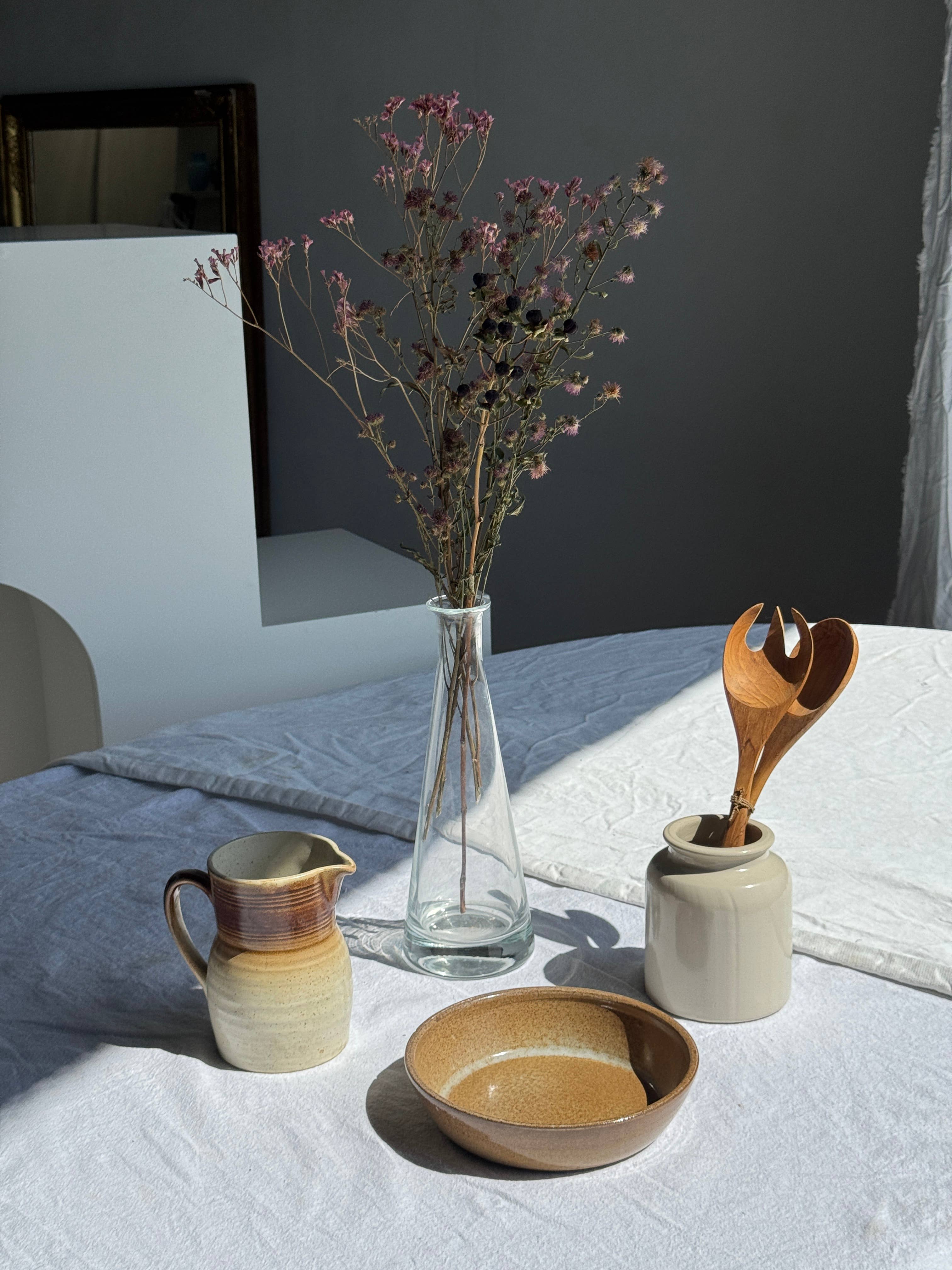 Beige Petite carafe en grès vintage marque Vieux Grès 50 cl en vente sur Faire10