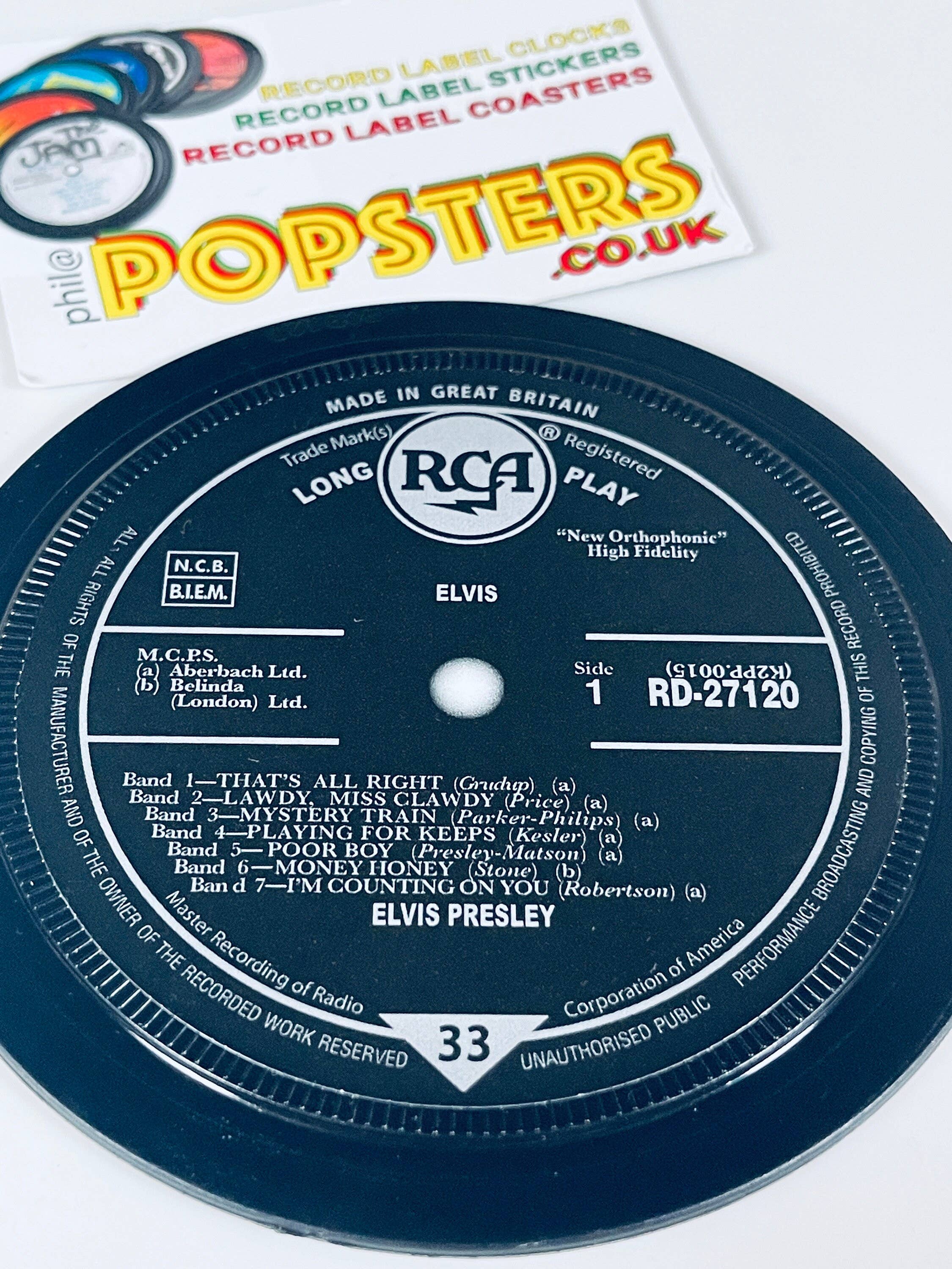 Popsters - Vente Sous-verre - Coaster de la maison de disques Elvis Presley. Popsters1