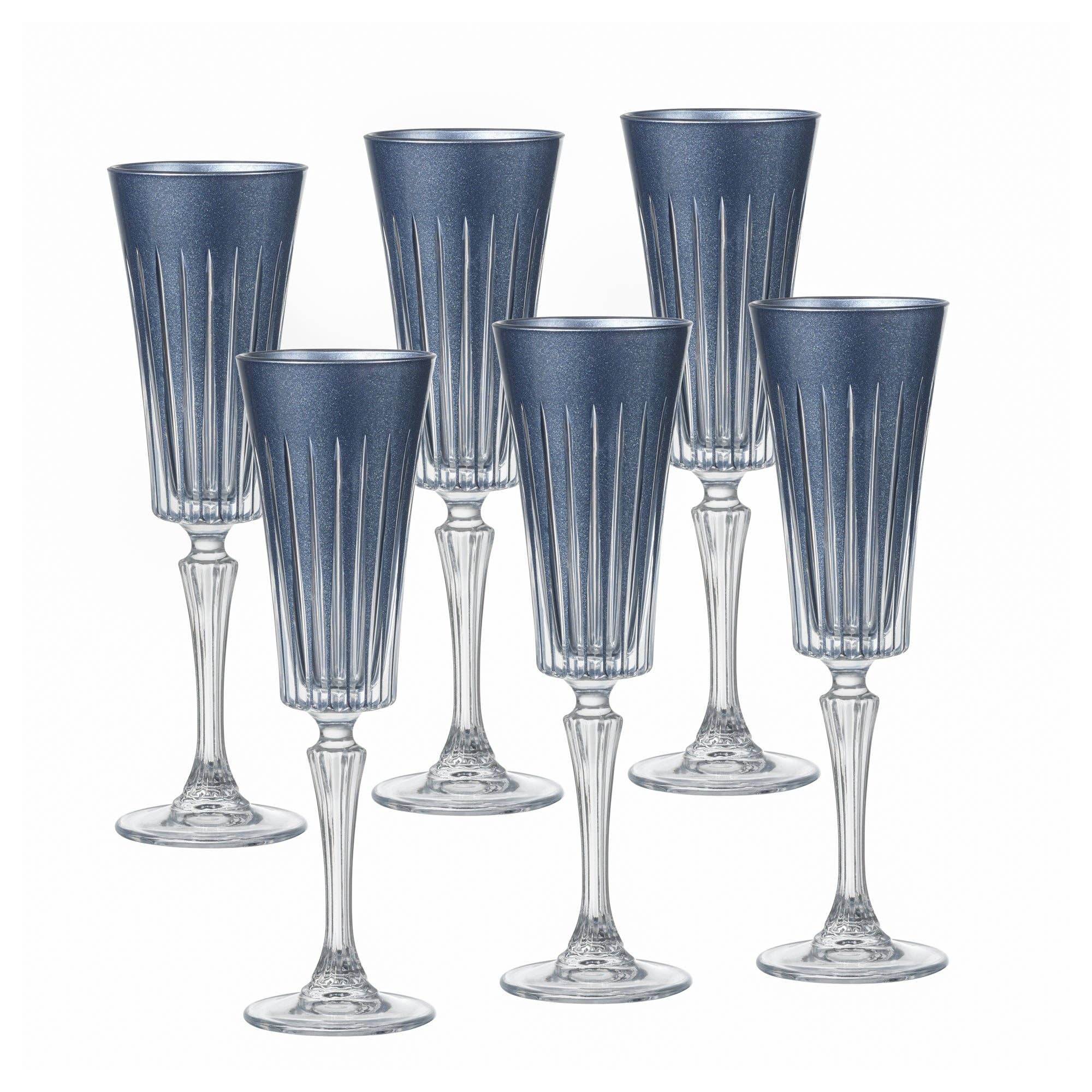 Barski – wholesale Champagne flute – Onyx Champagne Flute, Pearl Midnight-Blue, 7 oz. Set of 60