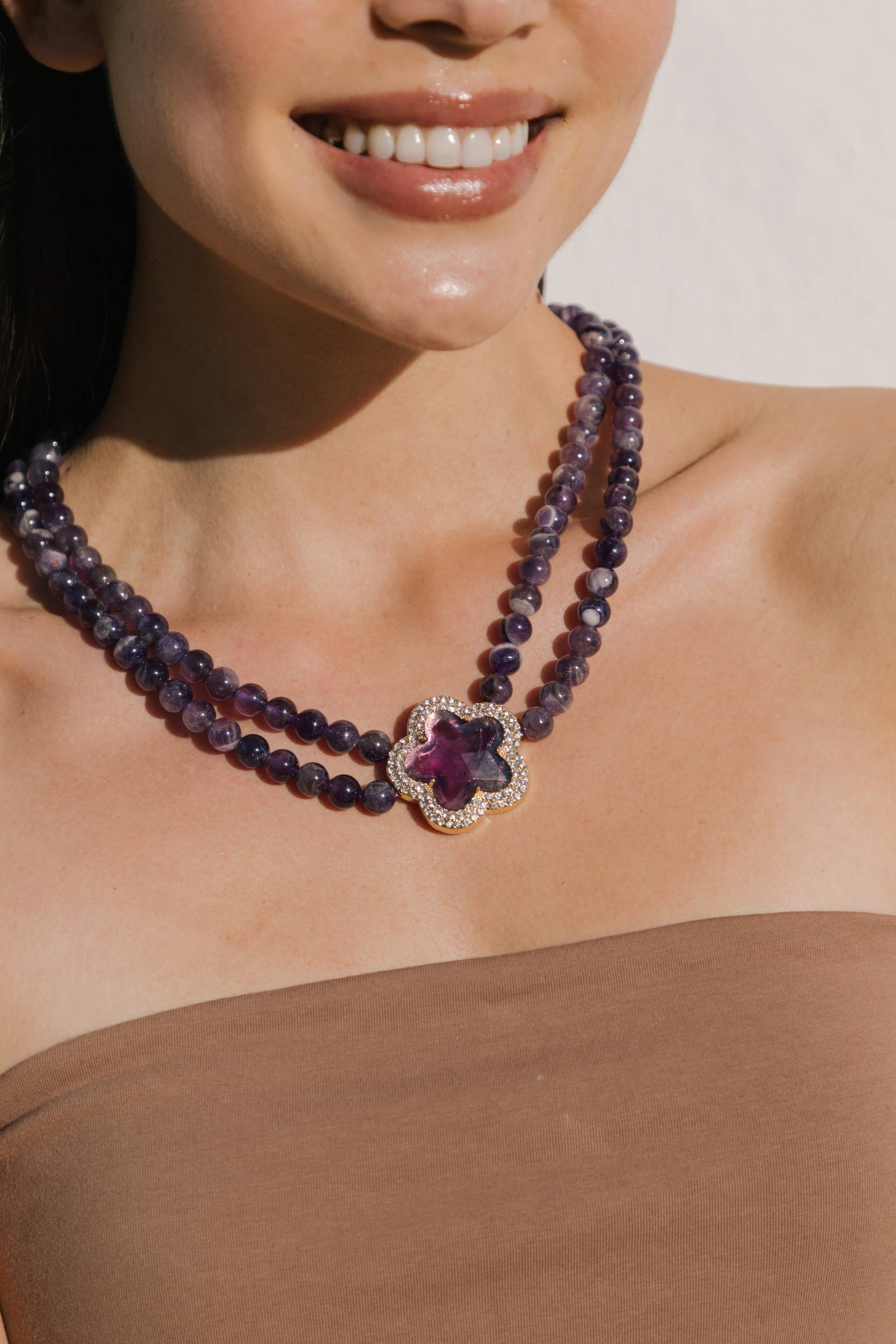 Eye Candy Los Angeles - Vente Collier de perles - Collier de perles Elizabeth en améthyste0