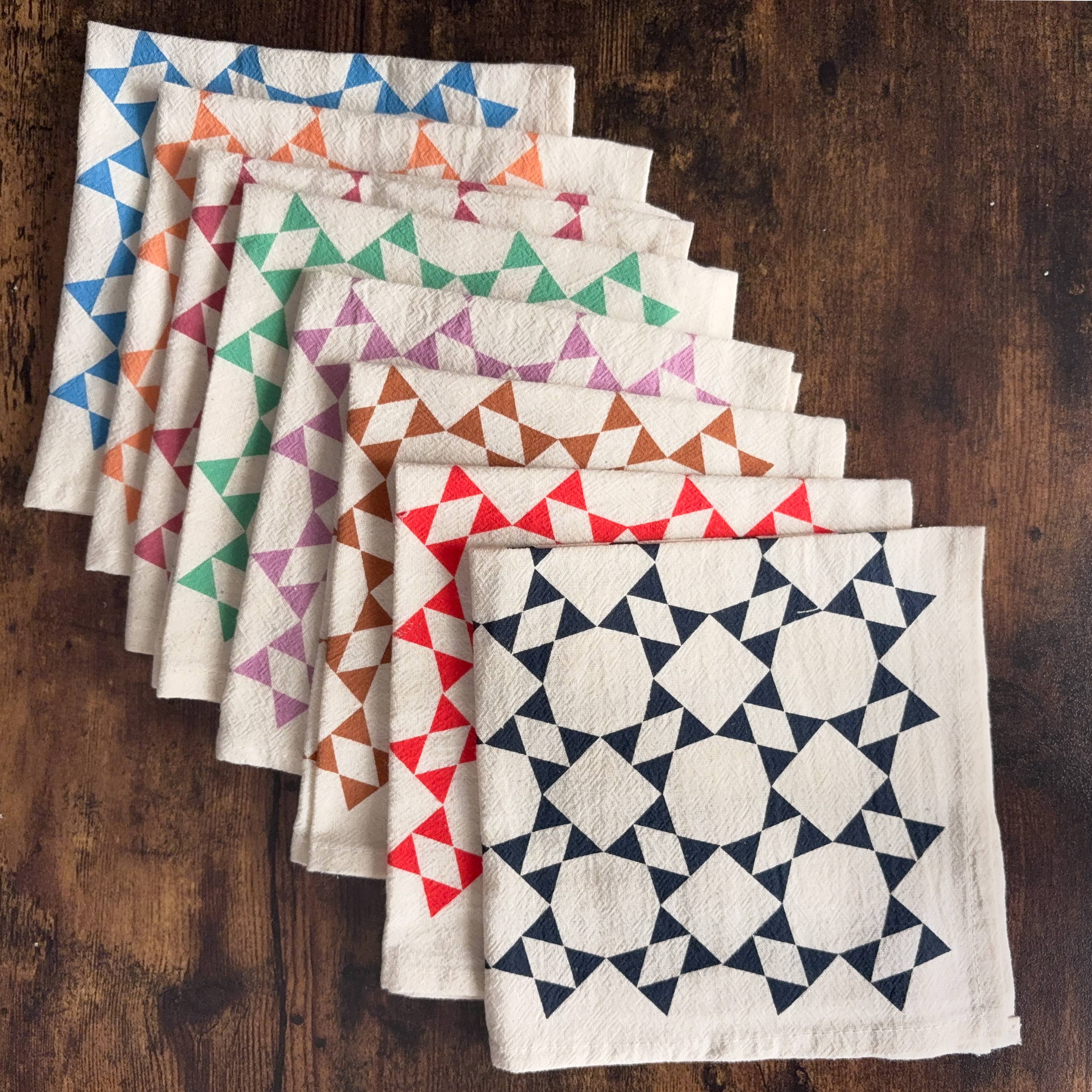 Bright Beige - Wholesale Dinner & Cloth Napkin - Hand Printed Flour Sack Napkins - Homespun Quilt4