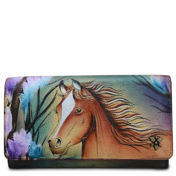 Hand-Painted Leather Accordion Flap Wallet - 1112 for wholesale by Anuschka | Vanya Lara (USA)