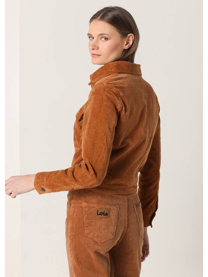 Brun LOIS JEANS - Tykk fløjlsjakke med brystlommer for engroshandel på Faire1