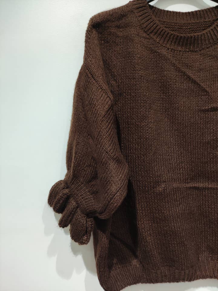 Pomelo paris - Wholesale Knitted jumper – Women′s - ROMA Ruffled Sleeve Sweater - AH261