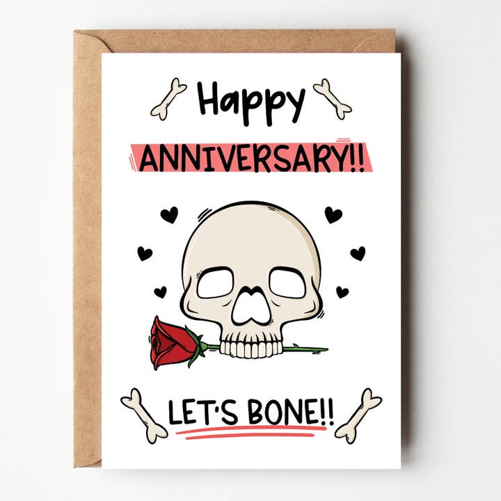 Gothic Skull Cheeky Anniversary Day Card - Horror Theme for wholesale by The Laughing Sloth