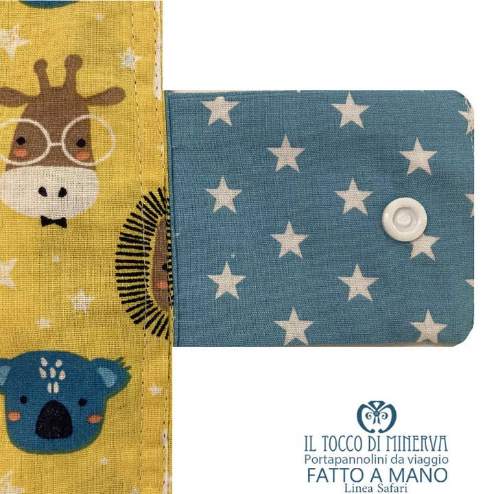 Diaper and Wipes Travel Holder for Newborn Safari Line - Handmade for wholesale by Il Tocco di Minerva