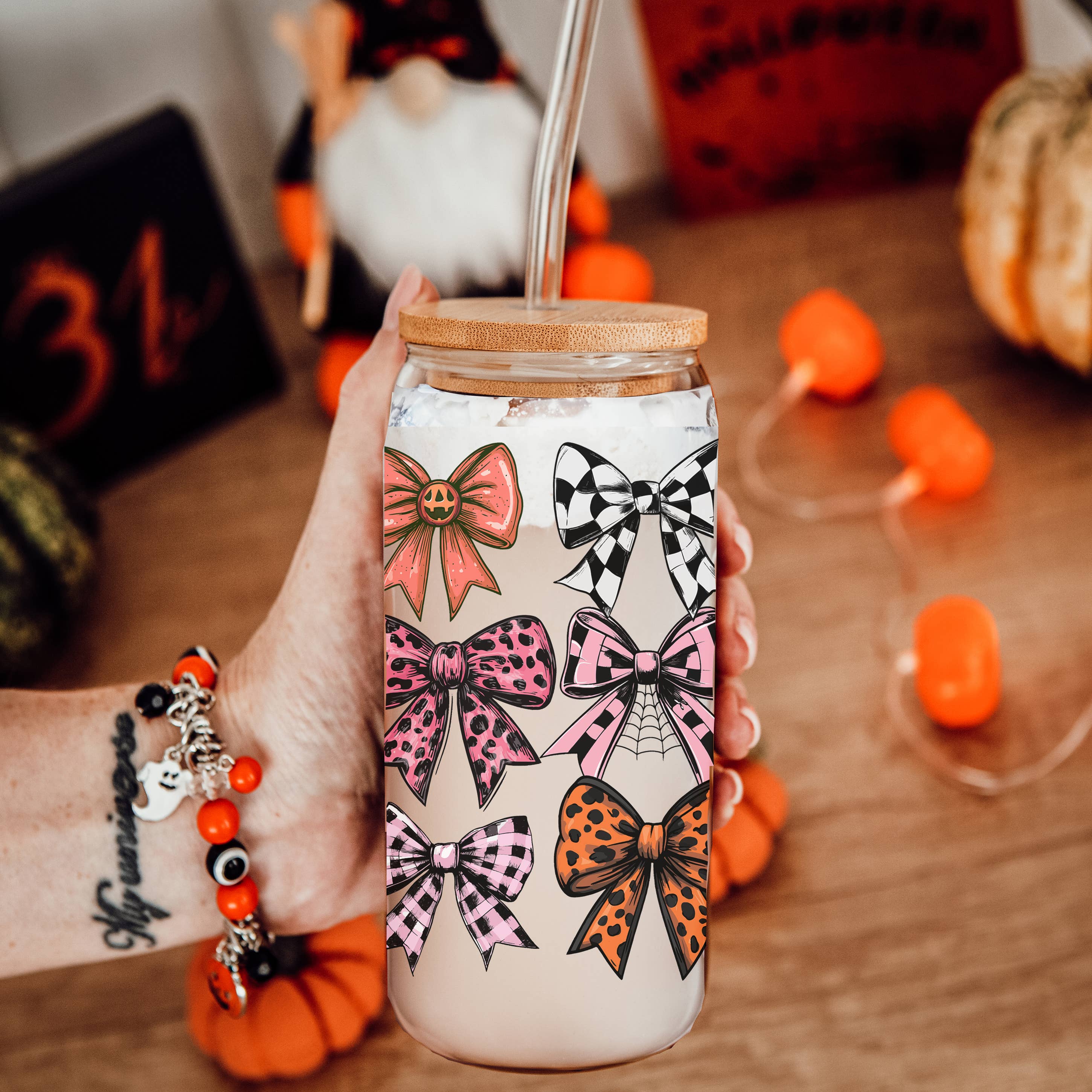 Gia Roma - Wholesale Drinking Glass/Cup - Halloween Tumblers Cute Fall Glass Cup Gifts & Kitchen Decor15