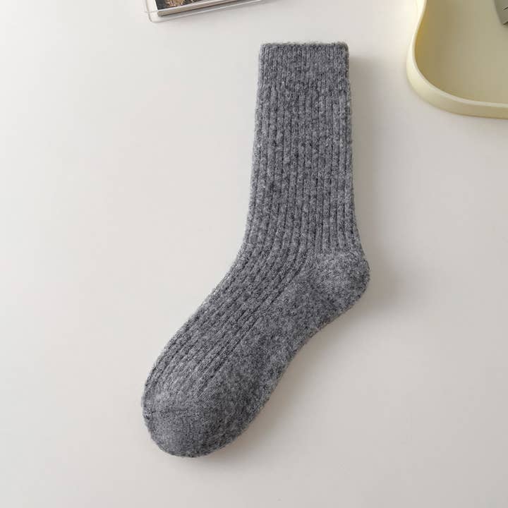 Happy Knits - Wholesale Socks - Women's - Solid Cashmere Warm Socks & Striped Wool Socks for Winter