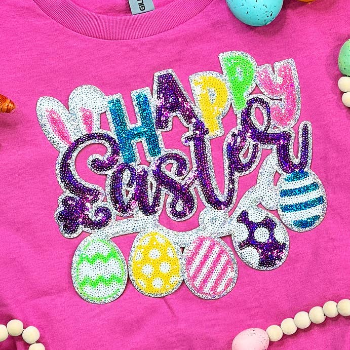 Paillet Glædelig Påske UNGDOM Patch for engroshandel hos Trendy Transfers