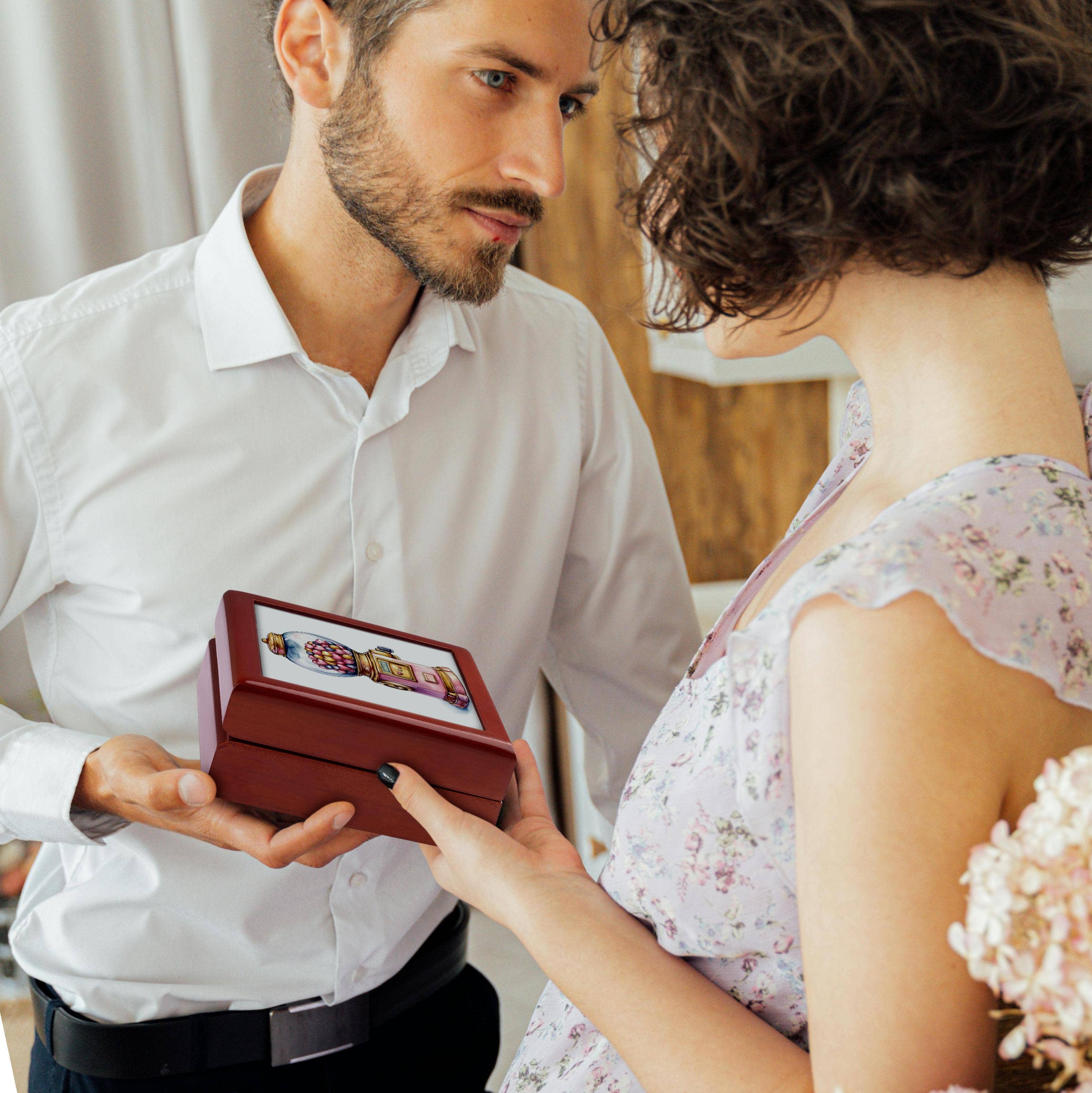 3dRose - Wholesale Jewelry Box/Organizer - 3dRose, Cute Pink Bubble Gum Machine Illustration, Jewelry Box2