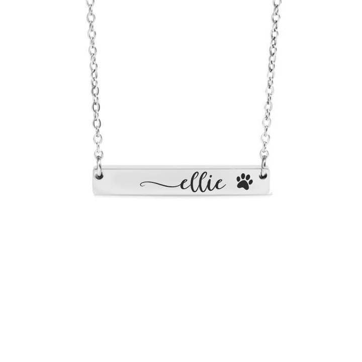 Custom Engraved Pet Paw Print Bar Necklace/Keychain for wholesale by North Star Rustics Too