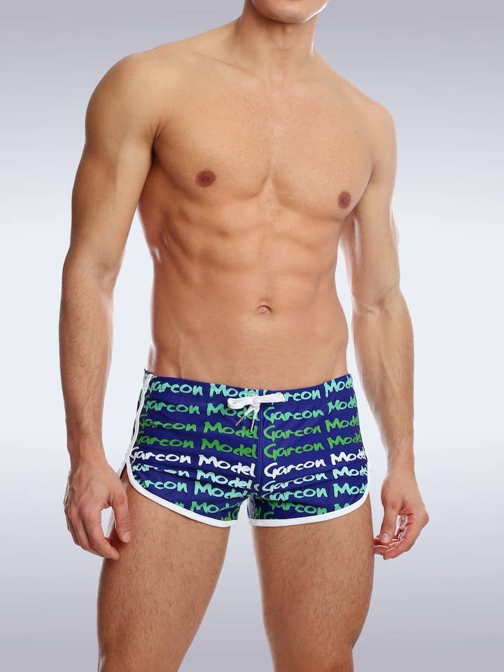 Navy Graffiti Swim Short for wholesale by GARCON® Underwear