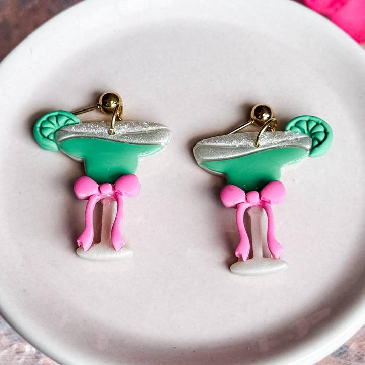 Orecchini Margarita in Argilla | Fatti a Mano | Tequila per la vendita all'ingrosso da parte di Nelly Rose Jewelry