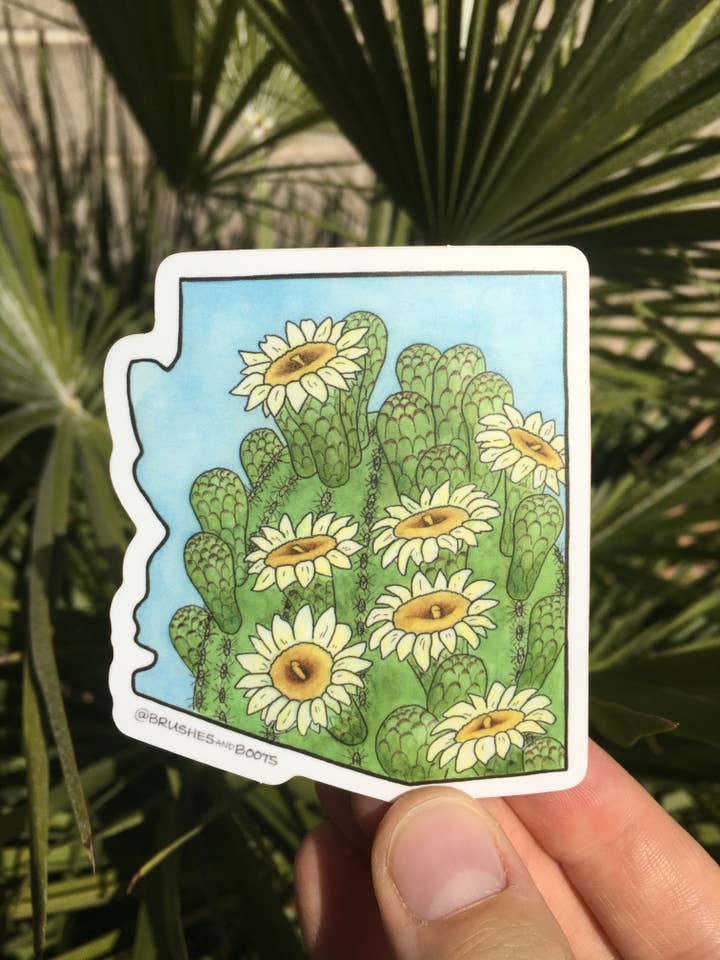 Autocollant en vinyle AZ State Flower pour la vente par Brushes and Boots