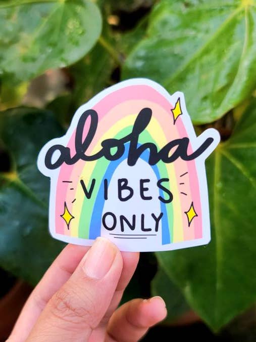 Aloha vibes sticker for wholesale by Nan's Desk LLC