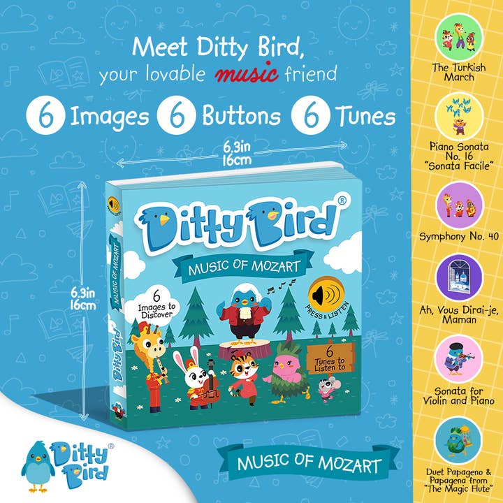 Ditty Bird Australia - Wholesale Book - Kids - New | Ditty Bird Music of Mozart | Classical Music