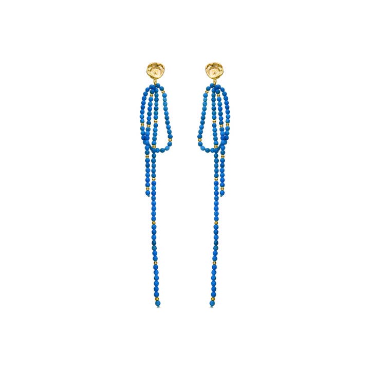 Pendientes de turquesa acabados en oro amarillo de 18k - Fawya para venta al por mayor de Luxenter