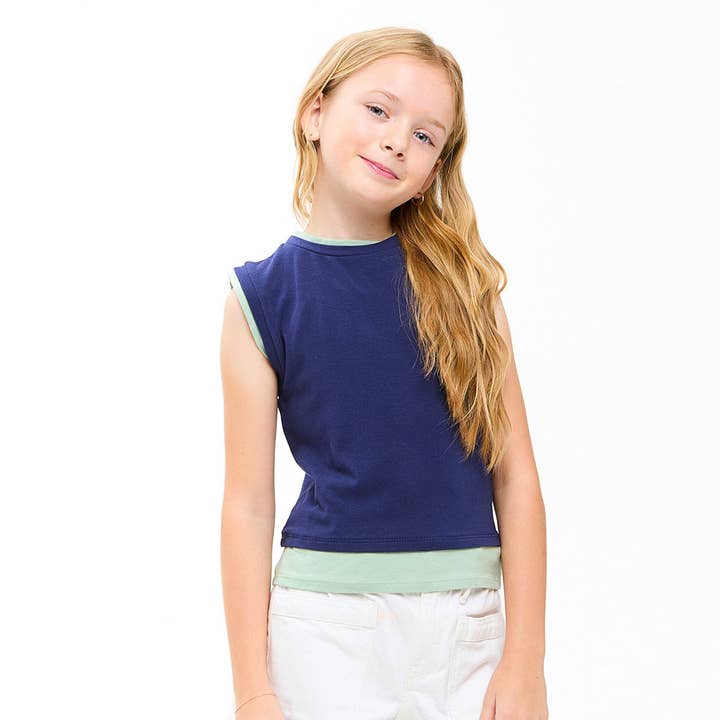 Color Blocked Sleeveless Layered Top for wholesale by Good Girl