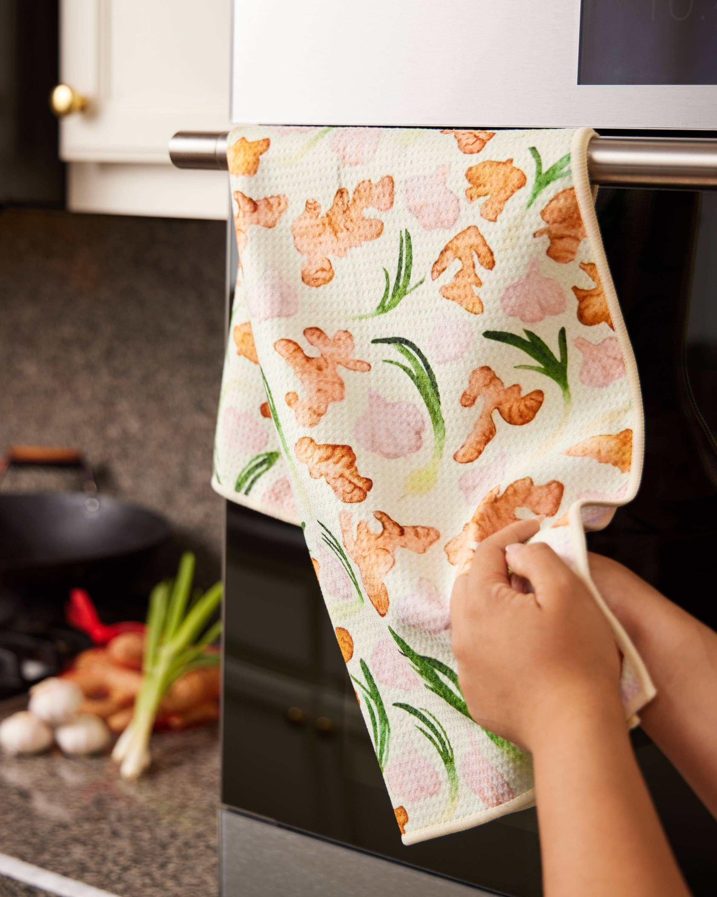 Menmin Made - Wholesale Tea Towel - Ginger Garlic Scallion Waffle Weave Kitchen Towel1